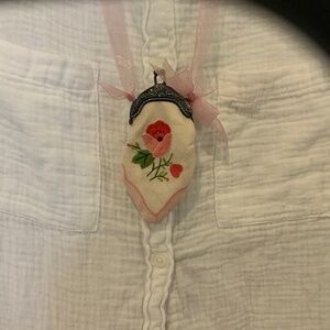 Handmade Vintage Linen Fabric Small Necklace Purse